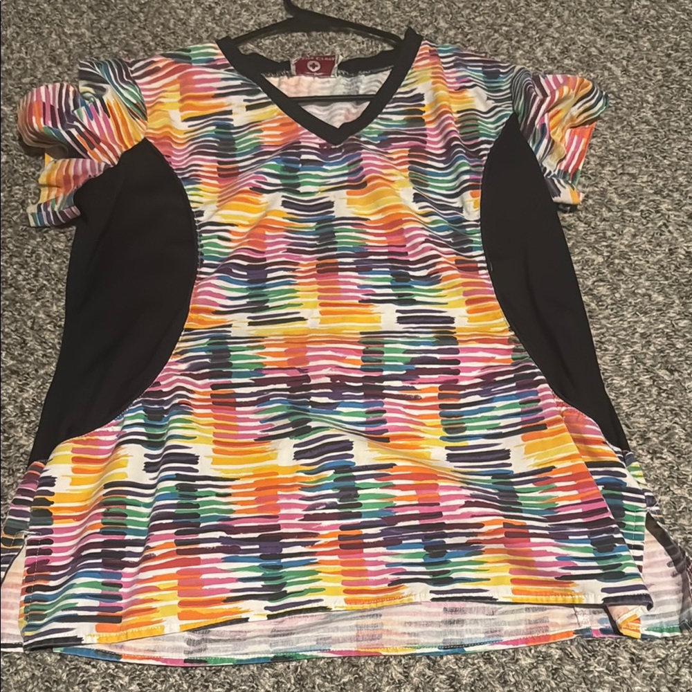 Colorful Striped Women's Scrub Top